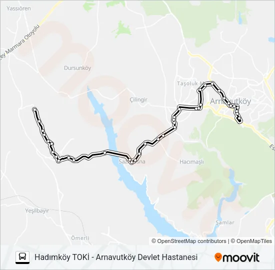 HADIMKÖY TOKİ - ARNAVUTKÖY DEVLET HASTANESI otobüs Hattı Haritası