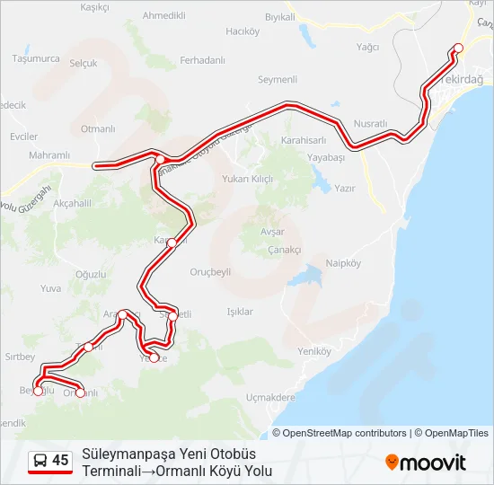 45 Bus Line Map