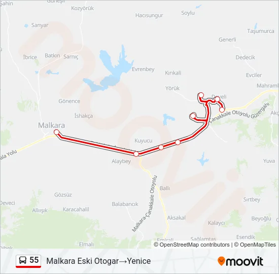 55 Bus Line Map
