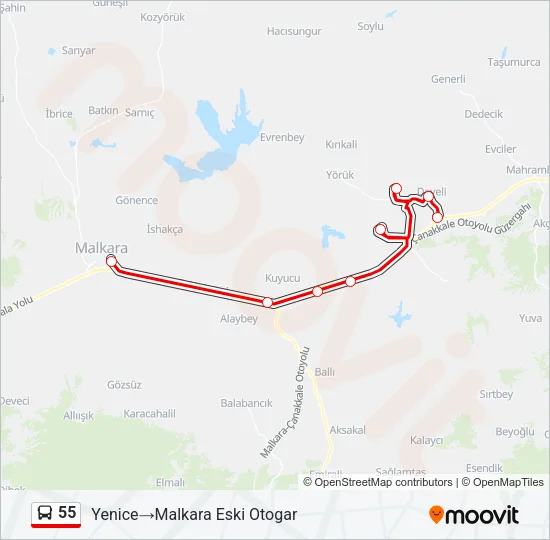 55 Bus Line Map