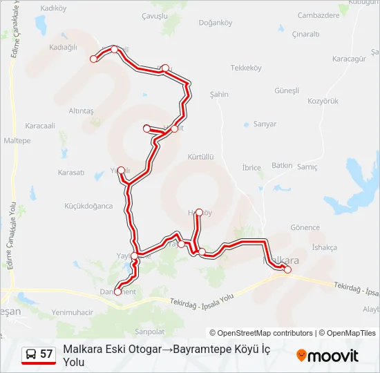 57 Bus Line Map