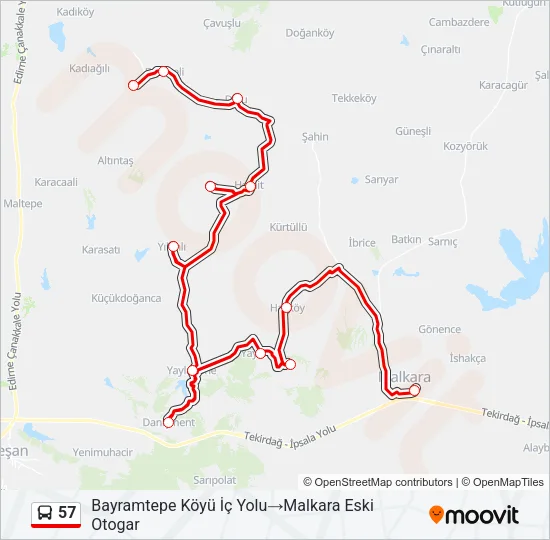 57 Bus Line Map