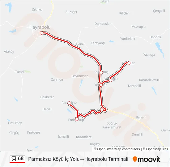 68 Bus Line Map