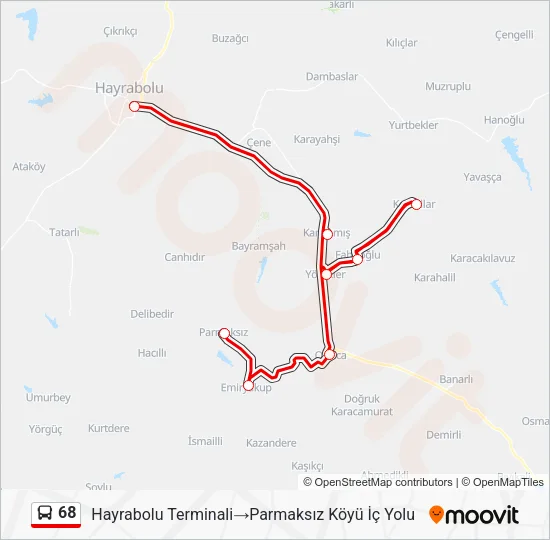 68 Bus Line Map