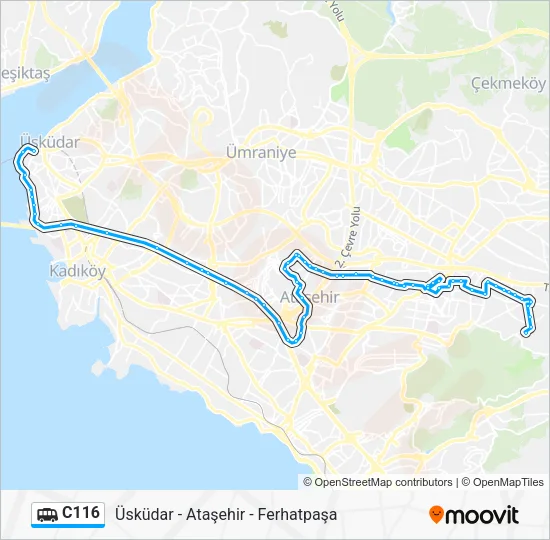 C116 Dolmus & Minibus Line Map