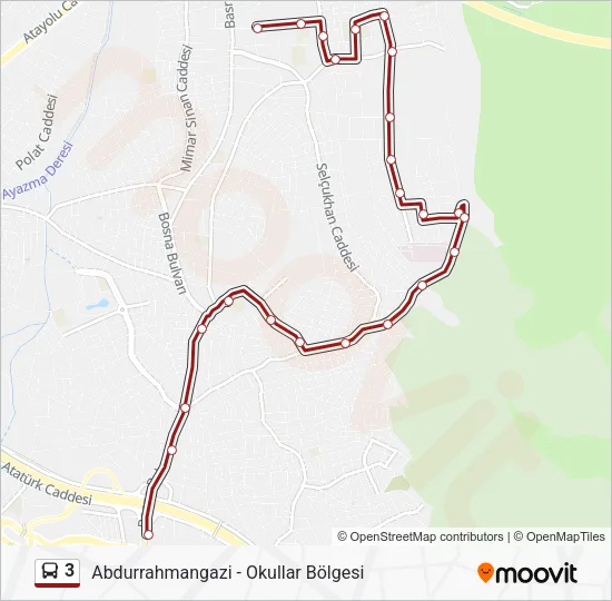 3 Bus Line Map
