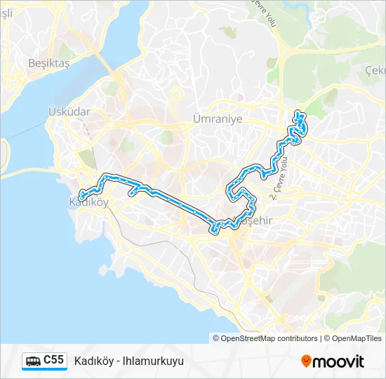 C55 Dolmus & Minibus Line Map