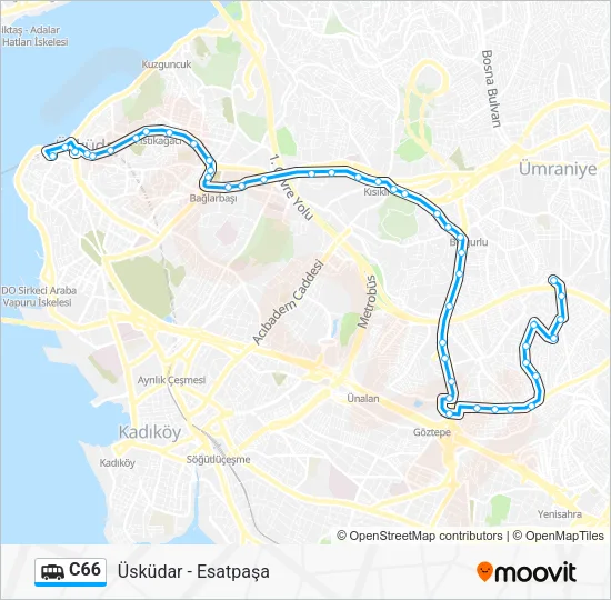 C66 Dolmus & Minibus Line Map