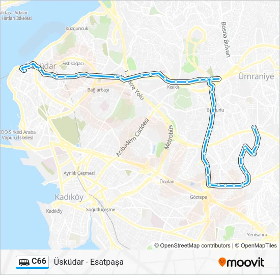 C66 Dolmus & Minibus Line Map