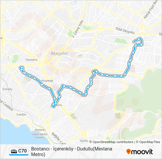 C70 Dolmus & Minibus Line Map