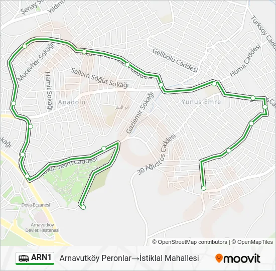 ARN1 Dolmus & Minibus Line Map