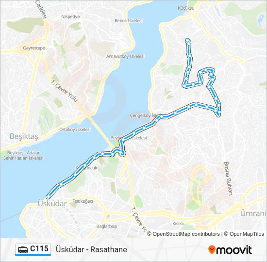 C115 Dolmus & Minibus Line Map