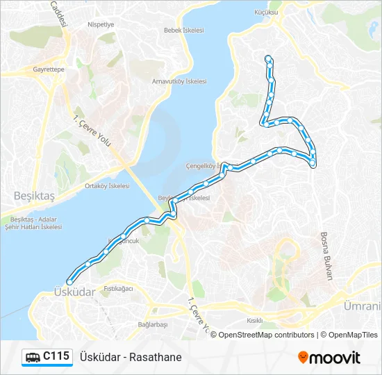 C115 Dolmus & Minibus Line Map