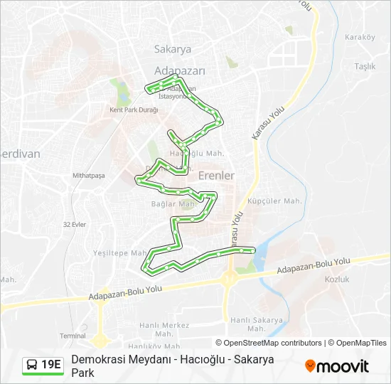 19E Bus Line Map