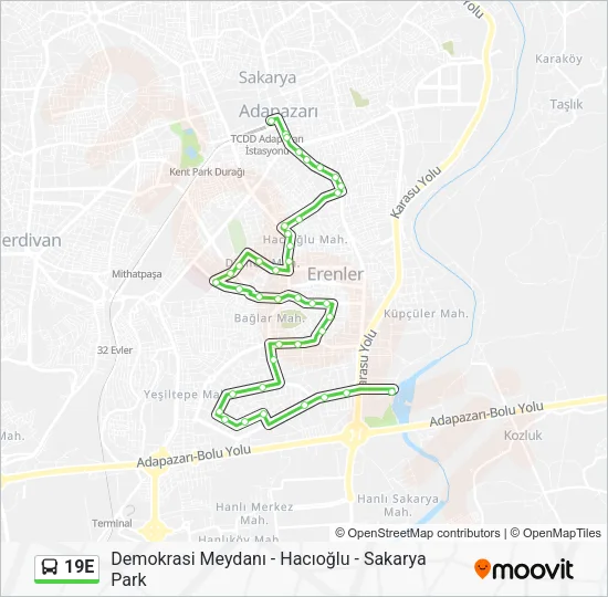 19E Bus Line Map