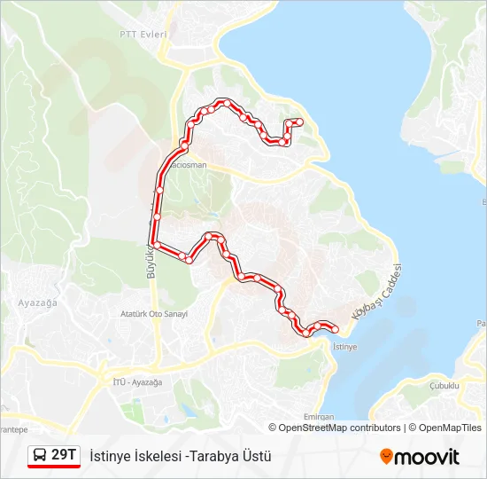 29T otobüs Hattı Haritası
