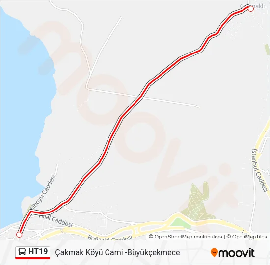 HT19 otobüs Hattı Haritası