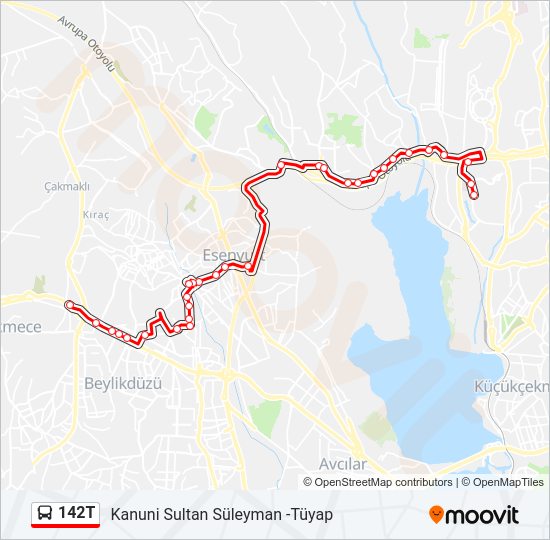 142T otobüs Hattı Haritası