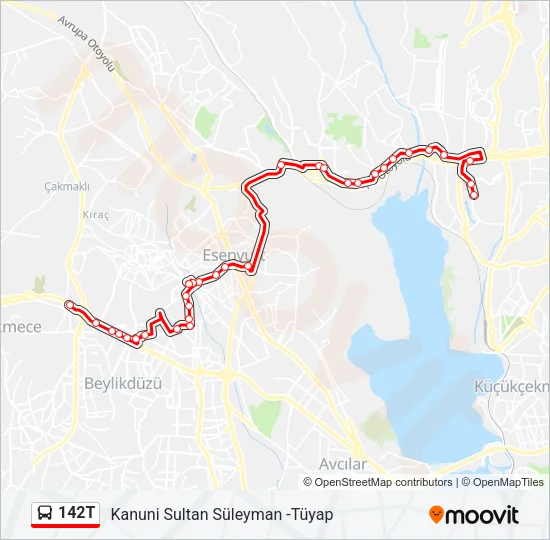 142T Bus Line Map