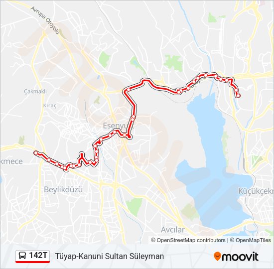 142T otobüs Hattı Haritası