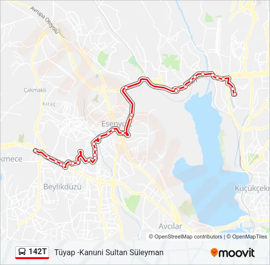 142T Bus Line Map