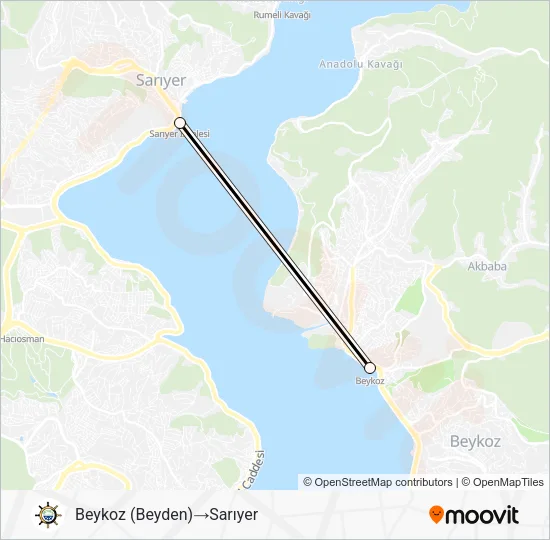 BEYKOZ - SARIYER Ferry Line Map