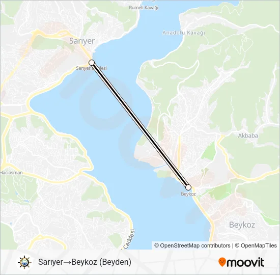 BEYKOZ - SARIYER Ferry Line Map