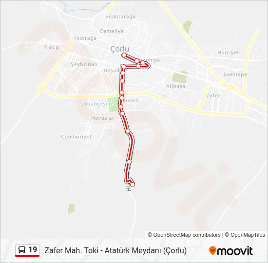 19 Bus Line Map