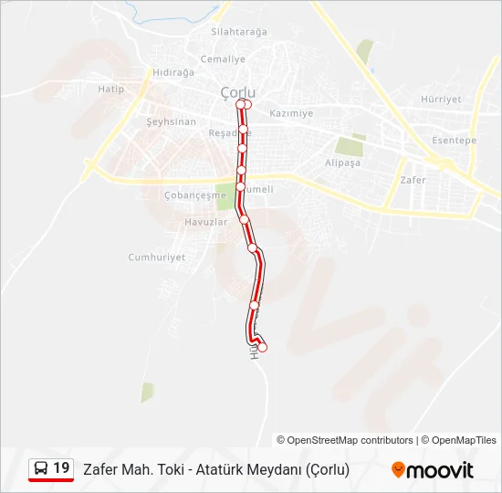 19 Bus Line Map