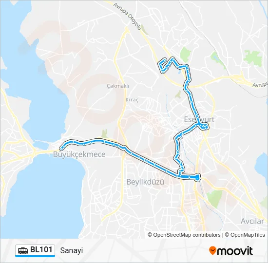 BL101 Dolmus & Minibus Line Map