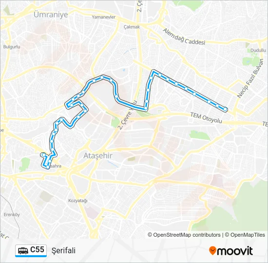 C55 Dolmus & Minibus Line Map