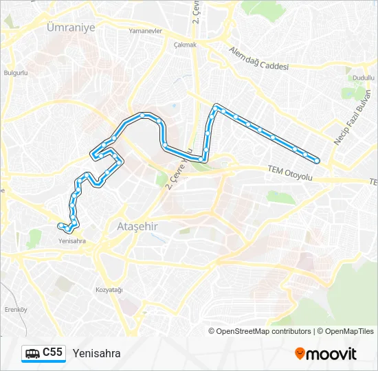 C55 Dolmus & Minibus Line Map