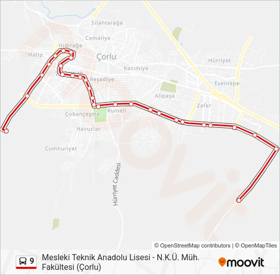 9 Bus Line Map