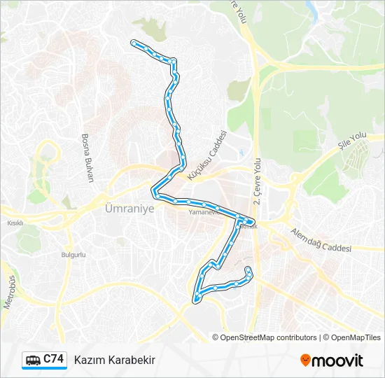C74 Dolmus & Minibus Line Map