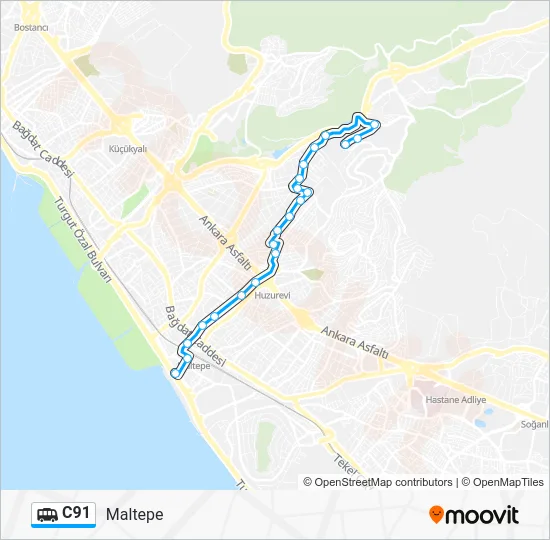 C91 Dolmus & Minibus Line Map