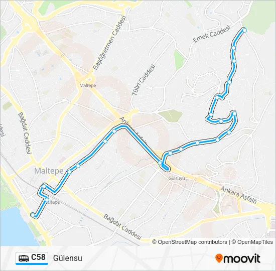 C58 Dolmus & Minibus Line Map