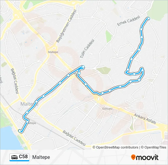 C58 Dolmus & Minibus Line Map