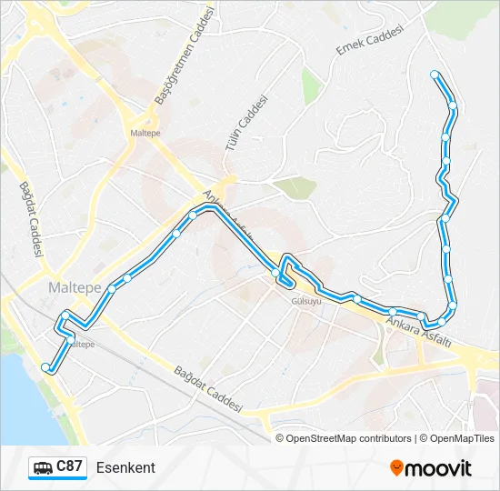 C87 Dolmus & Minibus Line Map