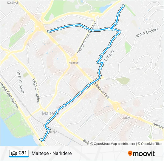 C91 Dolmus & Minibus Line Map