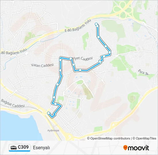 C309 Dolmus & Minibus Line Map