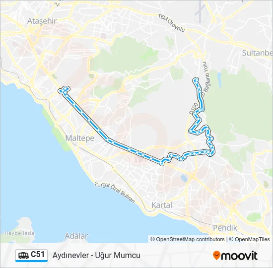 C51 Dolmus & Minibus Line Map