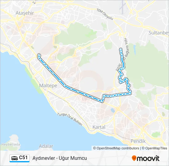 C51 Dolmus & Minibus Line Map