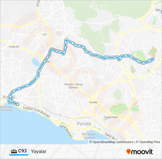 C93 Dolmus & Minibus Line Map