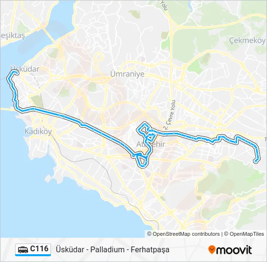 C116 Dolmus & Minibus Line Map