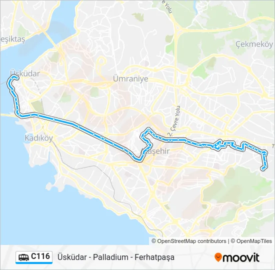 C116 Dolmus & Minibus Line Map