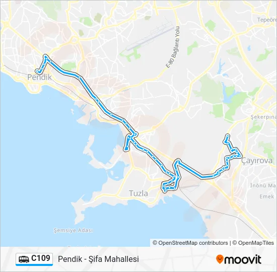 C109 Dolmus & Minibus Line Map