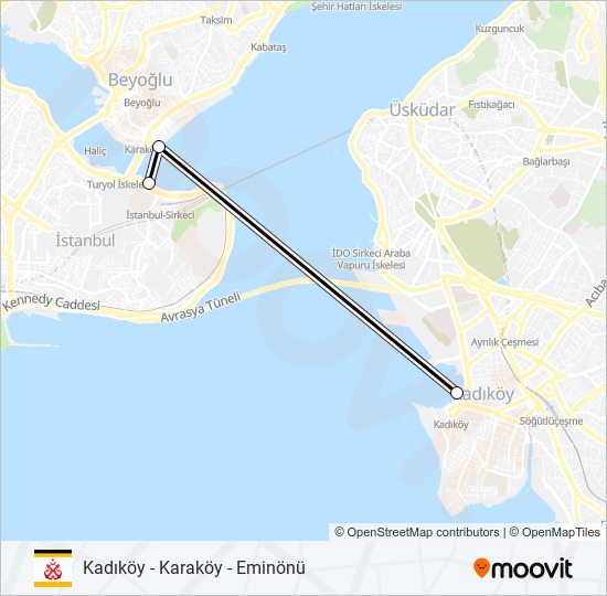 Kadıköy - Karaköy - Eminönü vapur Hattı Haritası