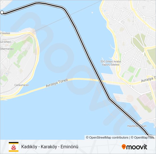 KADIKÖY - KARAKÖY - EMINÖNÜ vapur Hattı Haritası
