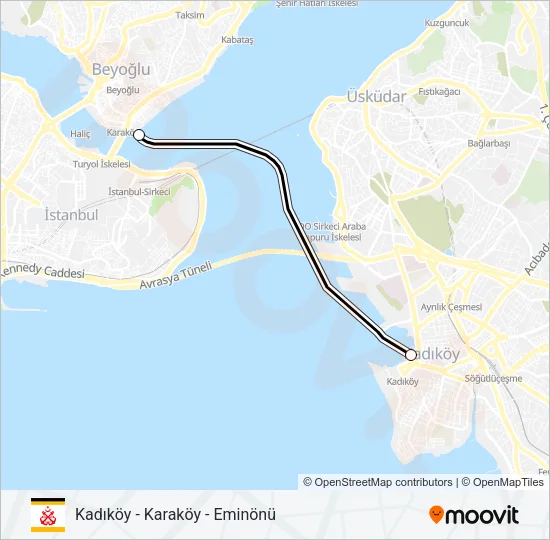 KADIKÖY - KARAKÖY - EMINÖNÜ Ferry Line Map