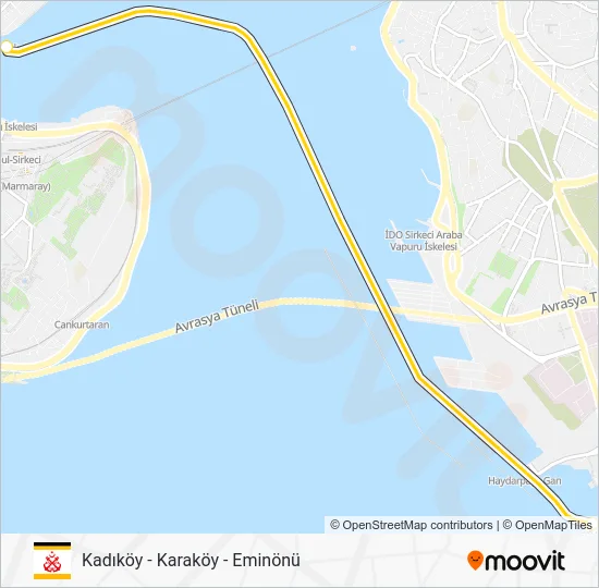 KADIKÖY - KARAKÖY - EMINÖNÜ vapur Hattı Haritası